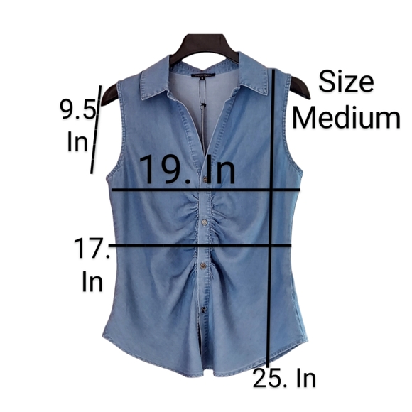 Womens Denim Tank Top S. M. L. Button Down Sleeveless Shirt 100%  Tencel Soft - Picture 6 of 12